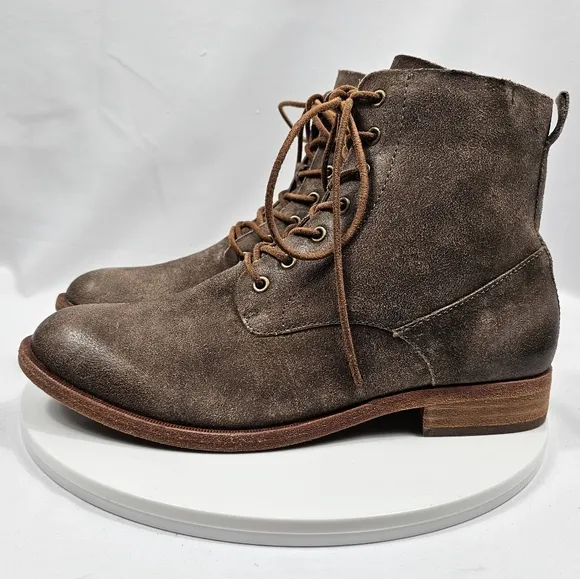 NWOT Kork-Ease Violeta Boot Bootie Lace-Up Burnished Leather Taupe Distress 9.5