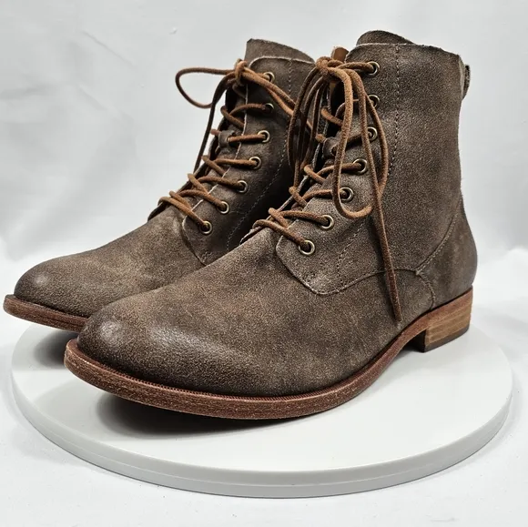 NWOT Kork-Ease Violeta Boot Bootie Lace-Up Burnished Leather Taupe Distress 9.5