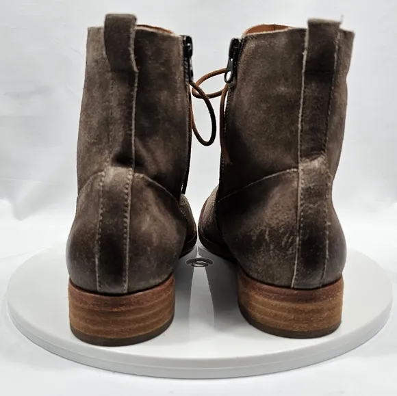 NWOT Kork-Ease Violeta Boot Bootie Lace-Up Burnished Leather Taupe Distress 9.5