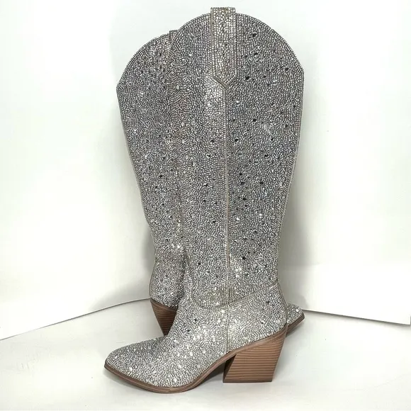 NWOT MADDEN GIRL Arizona Rhinestone Embellished Knee High Cowboy Boots Size 6.5