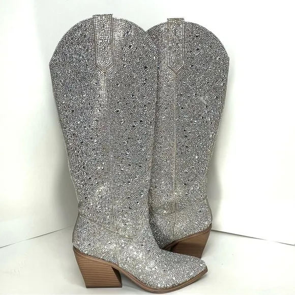 NWOT MADDEN GIRL Arizona Rhinestone Embellished Knee High Cowboy Boots Size 6.5