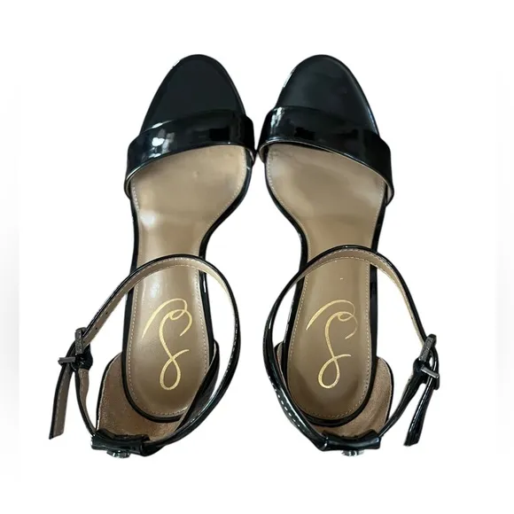 NWOT Sam Edelman Yaro Block Heel Black Patent Sandals – 9.5M