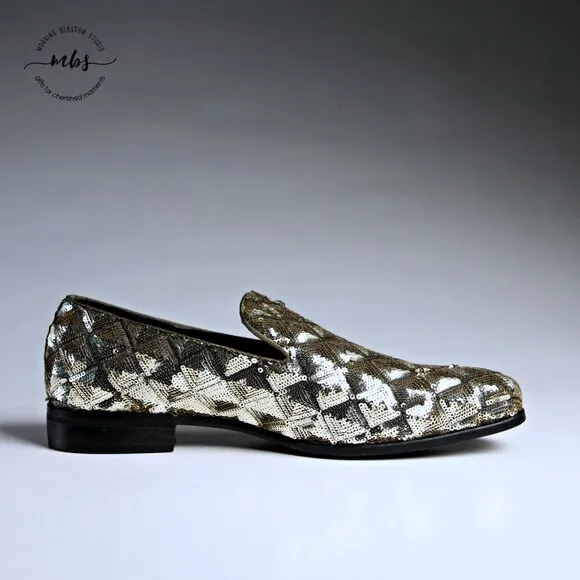 NWOT Stacy Adams Sequins Swank Shoes Gold Men 7.5