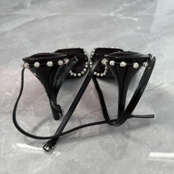 NWOT Women’s Steve Madden Zelle Black Rhinestone High Heel Sandals Size 7.5