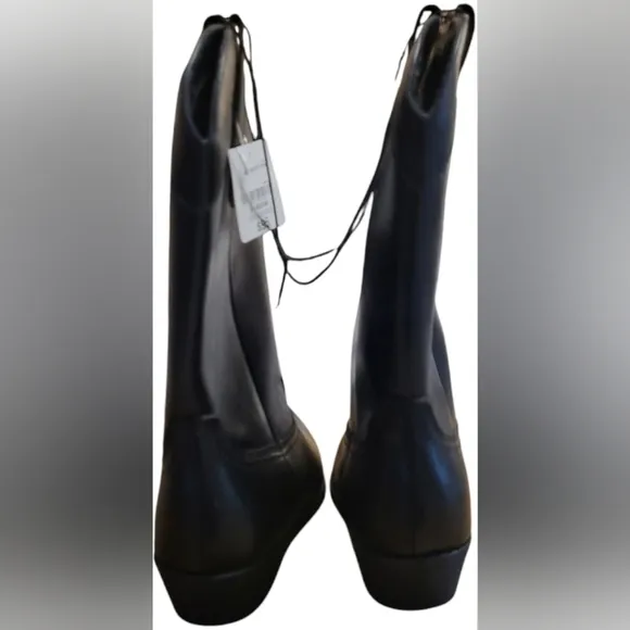 NWT Arizona Jean Co. Black Block Heel Cowboy Boots Size 9.5