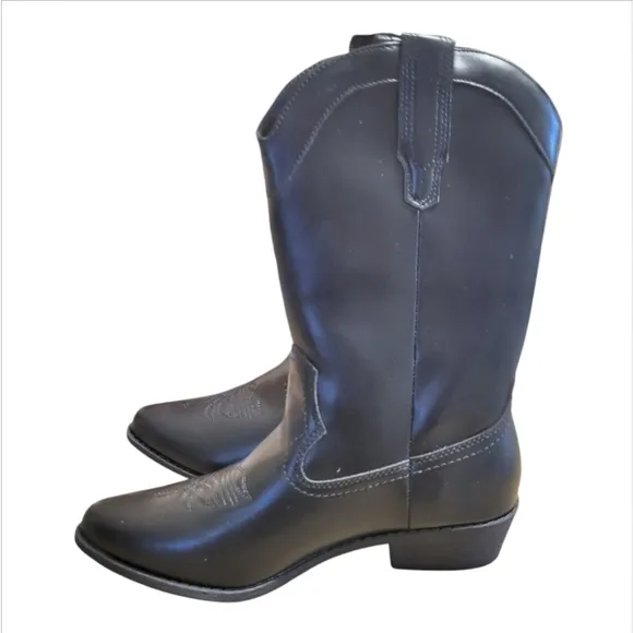NWT Arizona Jean Co. Black Block Heel Cowboy Boots Size 9.5