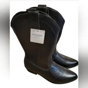 NWT Arizona Jean Co. Black Block Heel Cowboy Boots Size 9.5