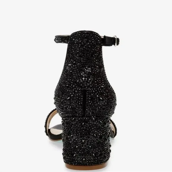 NWT Blue by Betsey Johnson Mari Rhinestone Block Heel Dress Sandals