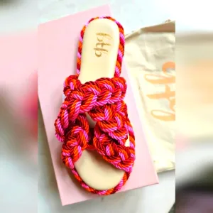 NWT Btb Los Angeles Penelope braid sandals in punch size 8