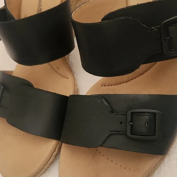 NWT! Clarks Lafley Devin Wedge Sandals Cusion Sole  Leather