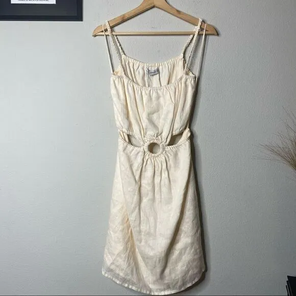 NWT Faithfull the Brand Linen Cut-Out Mini Dress Zuma Size 10/XL