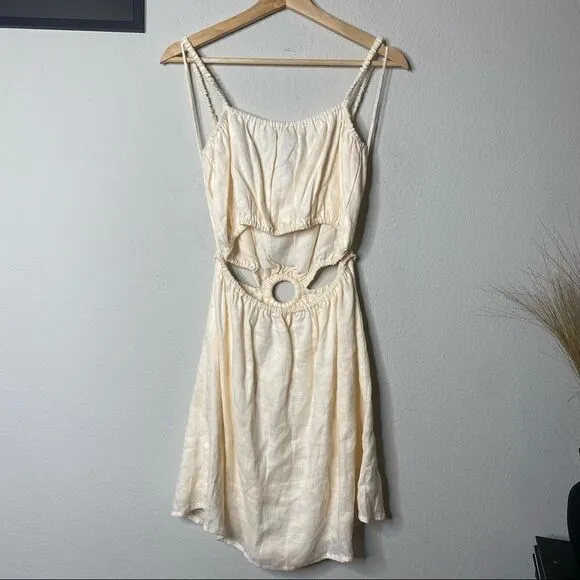 NWT Faithfull the Brand Linen Cut-Out Mini Dress Zuma Size 10/XL