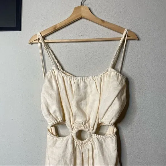 NWT Faithfull the Brand Linen Cut-Out Mini Dress Zuma Size 10/XL