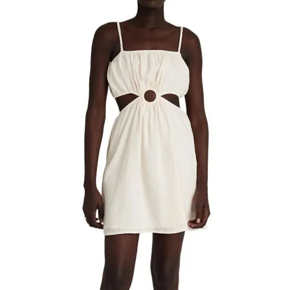 NWT Faithfull the Brand Linen Cut-Out Mini Dress Zuma Size 10/XL