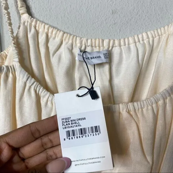 NWT Faithfull the Brand Linen Cut-Out Mini Dress Zuma Size 10/XL