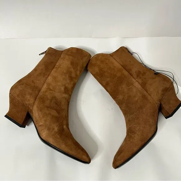 NWT Farfetch Dorateymur Han Mid Calf Booties Tan Suede Womens Size 35 / US 5