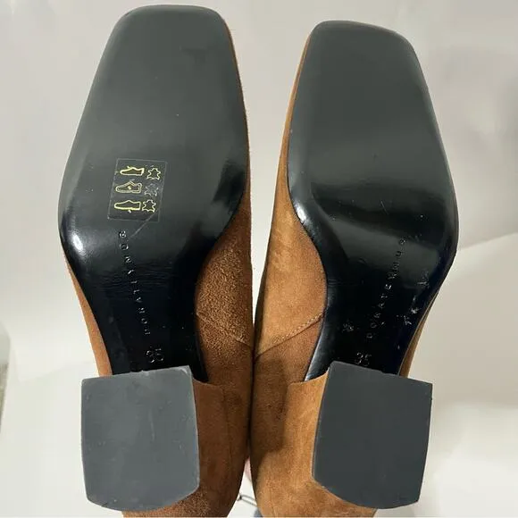 NWT Farfetch Dorateymur Han Mid Calf Booties Tan Suede Womens Size 35 / US 5