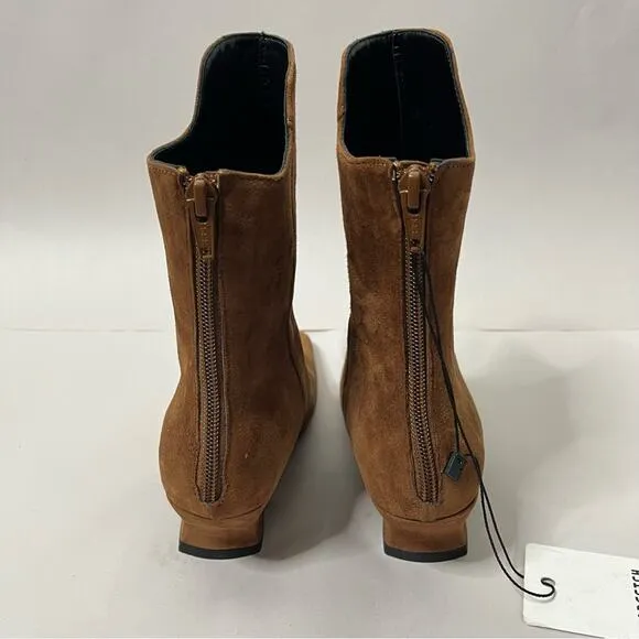 NWT Farfetch Dorateymur Han Mid Calf Booties Tan Suede Womens Size 35 / US 5