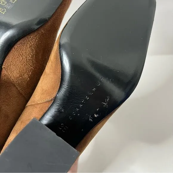 NWT Farfetch Dorateymur Han Mid Calf Booties Tan Suede Womens Size 35 / US 5