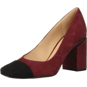 NWT Franco Sarto Womens Roller Pumps Cabernet Black Suede Block Heel Size 6M