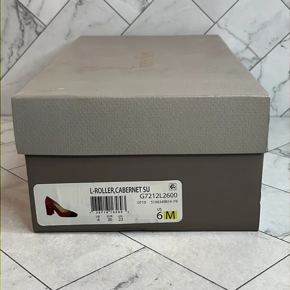 NWT Franco Sarto Womens Roller Pumps Cabernet Black Suede Block Heel Size 6M