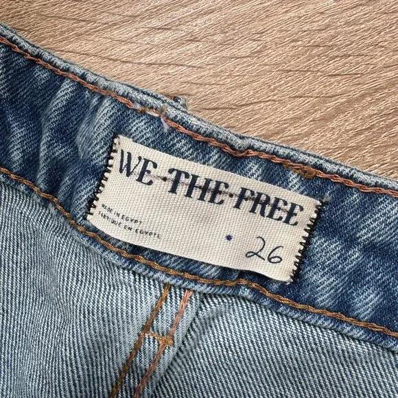 NWT Free People We The Free Deep Tranced Dropped Boyfriend Jeans Denim Blue