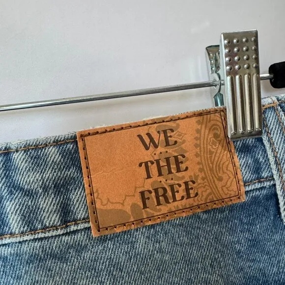 NWT Free People We The Free Deep Tranced Dropped Boyfriend Jeans Denim Blue