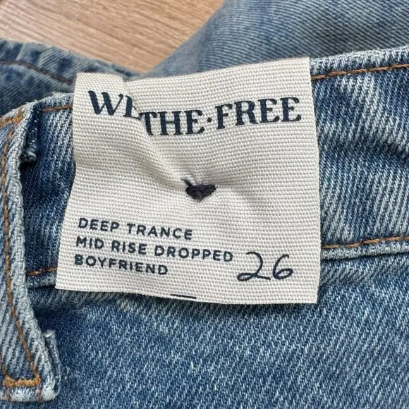 NWT Free People We The Free Deep Tranced Dropped Boyfriend Jeans Denim Blue