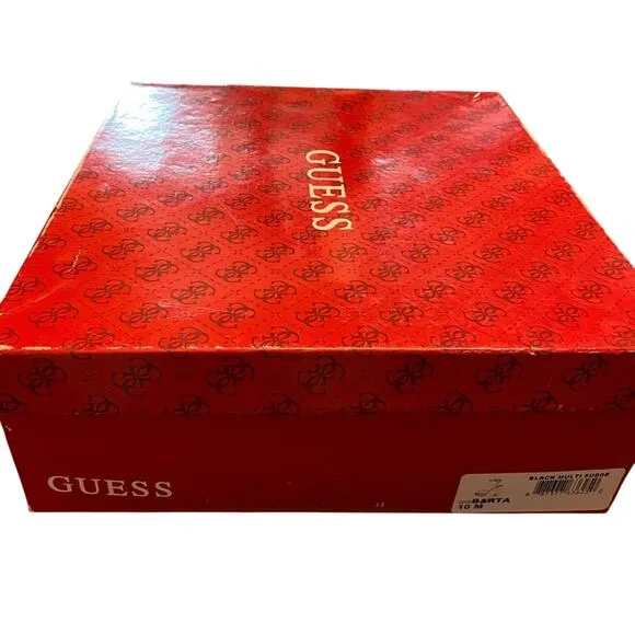 NWT Guess White Peep Toe Platform Sandals Barta High Heel Black Multi Suede 10 M