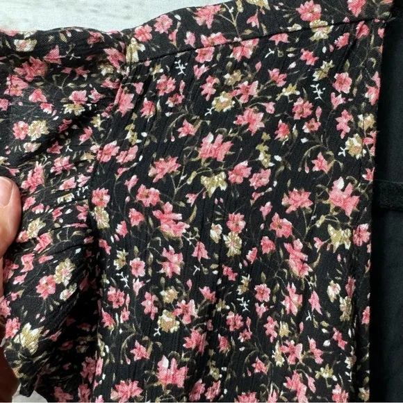 NWT Lulus A Beauty Downtown Black Floral Print Wrap Mini Dress Large