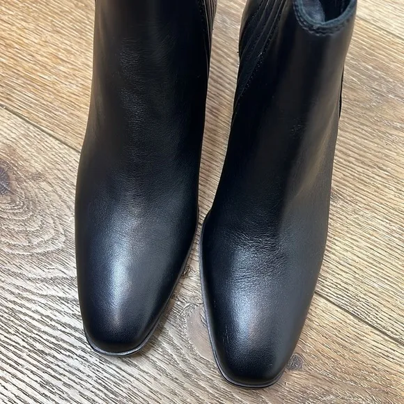 NWT Mango Black Leather Ankle Boots Size 37/6.5