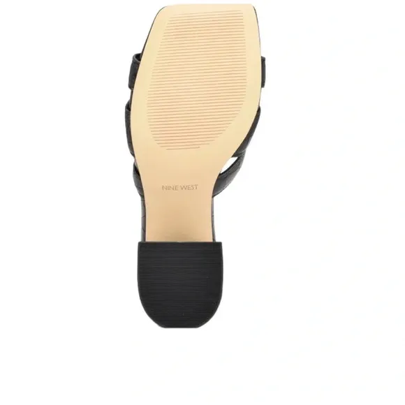 NWT Nine West Kaelyn Heeled Slide Sandals Black Croc Size 6.5