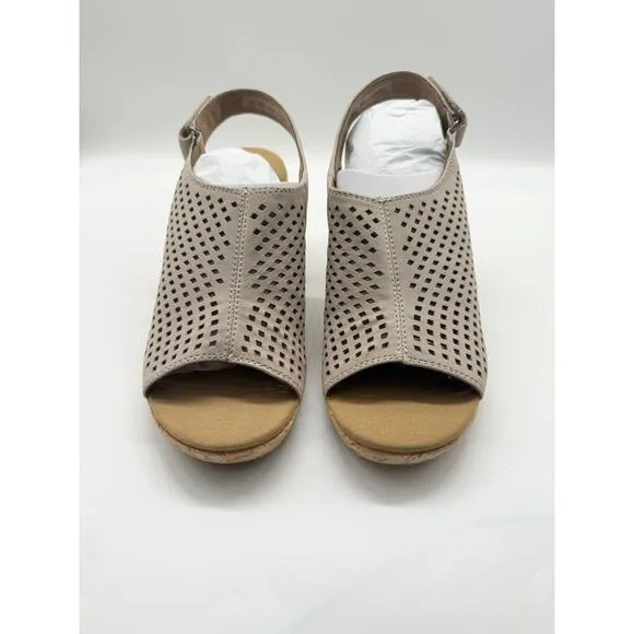NWT Rockport Briah Perforated Farro Nubuck Sling Back Wedge Sandals Women’s 11 M