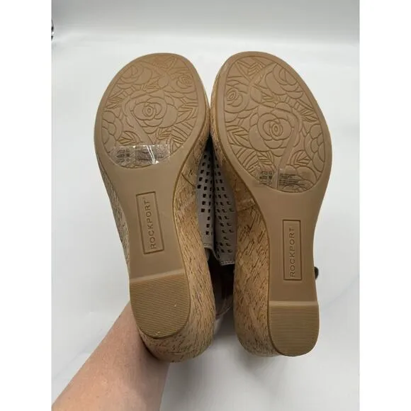 NWT Rockport Briah Perforated Farro Nubuck Sling Back Wedge Sandals Women’s 11 M