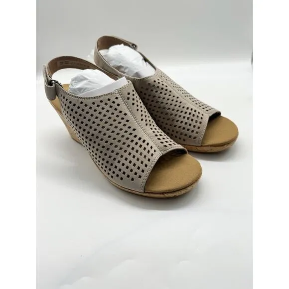 NWT Rockport Briah Perforated Farro Nubuck Sling Back Wedge Sandals Women’s 11 M