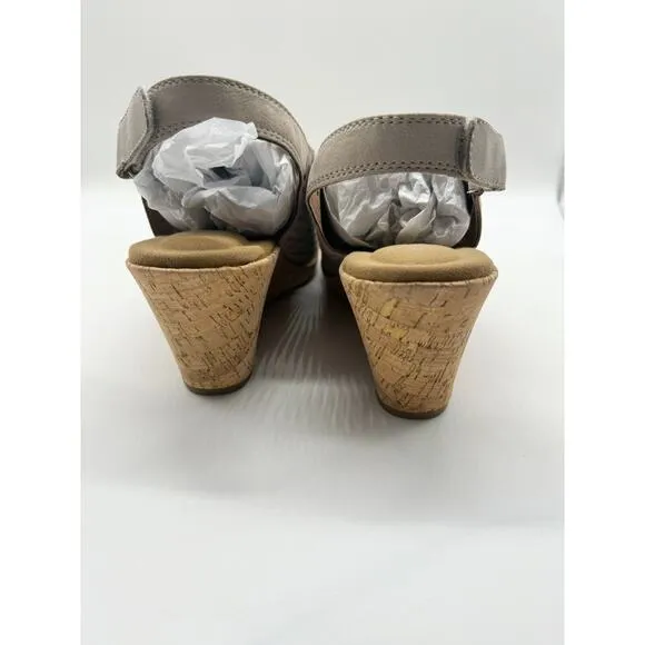 NWT Rockport Briah Perforated Farro Nubuck Sling Back Wedge Sandals Women’s 11 M