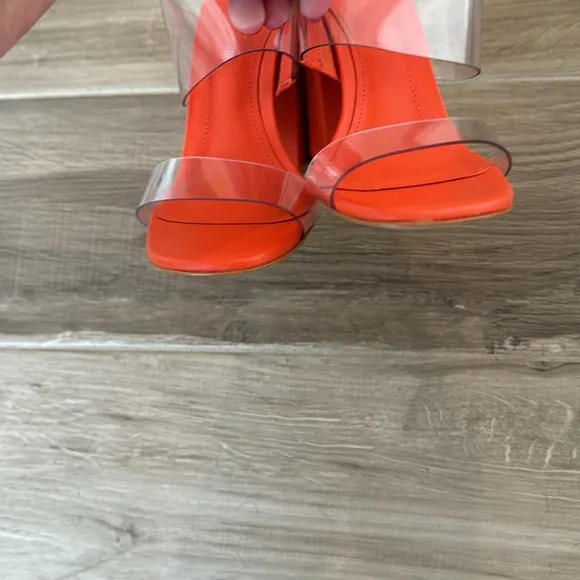 NWT Schultz 7 Victorie block heel transparent straps slide sandals