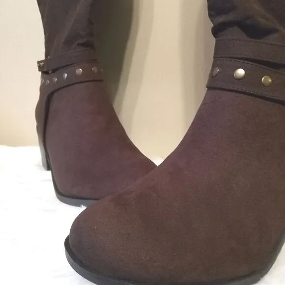 NWT Torrid Faux Suede Block Heel Studded Boots