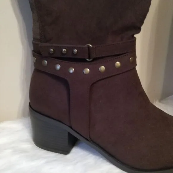 NWT Torrid Faux Suede Block Heel Studded Boots