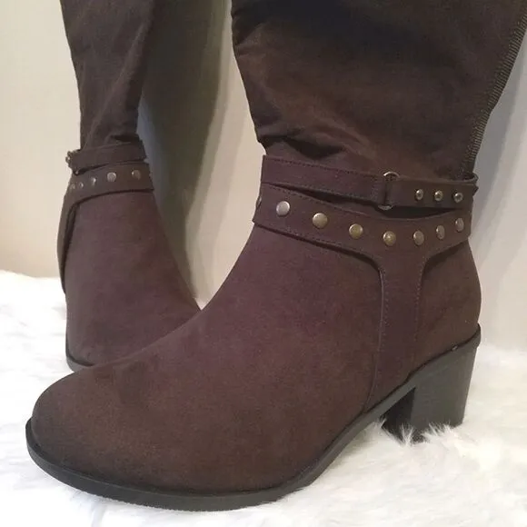 NWT Torrid Faux Suede Block Heel Studded Boots