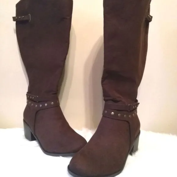 NWT Torrid Faux Suede Block Heel Studded Boots
