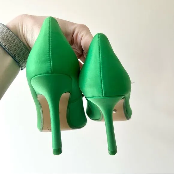 NWT Zara Fabric Kitten Heel Point Toe Shoes in Green