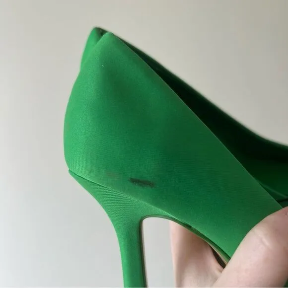 NWT Zara Fabric Kitten Heel Point Toe Shoes in Green