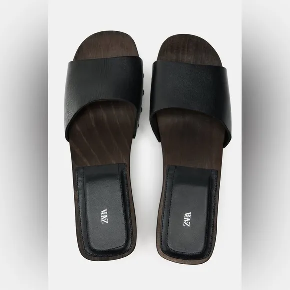 NWT. Zara Limited Edition Black Leather Sandals. Size 7,5.