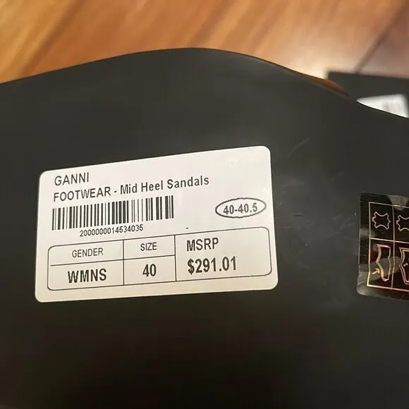 NWT GANNI Leather Kitty Heel Sandals