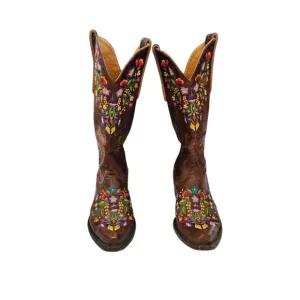Old Gringo Embroidered Flowers Calf Leather Cowgirl Boot Size 8 B