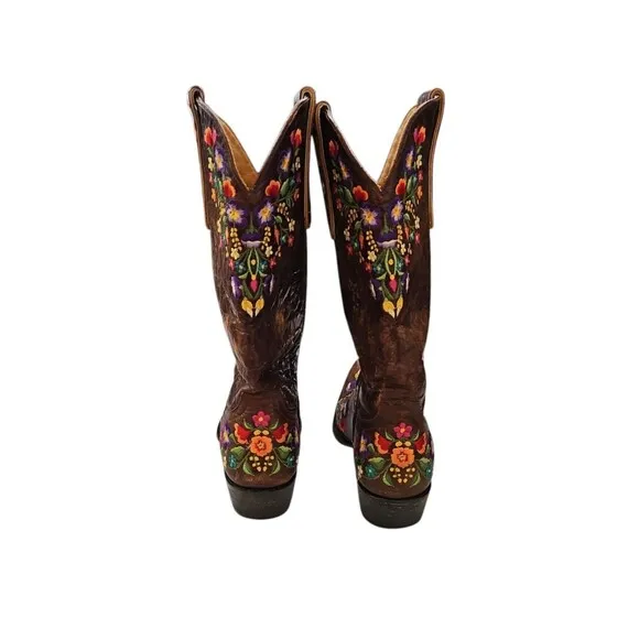 Old Gringo Embroidered Flowers Calf Leather Cowgirl Boot Size 8 B
