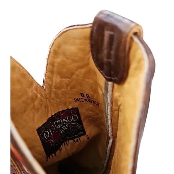 Old Gringo Embroidered Flowers Calf Leather Cowgirl Boot Size 8 B