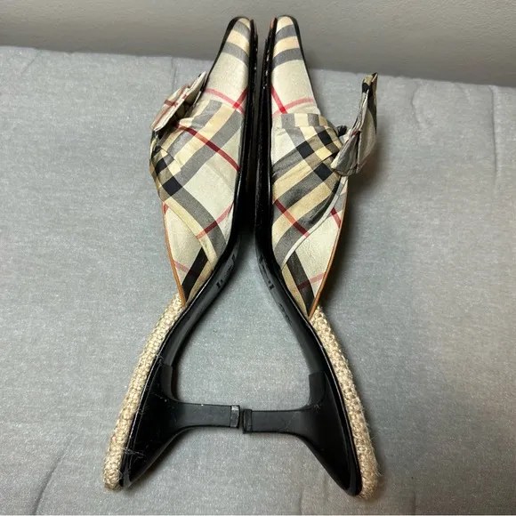 Olivia Rose Tal Plaid Check Silk Bow Mule Slide Kitten Heels