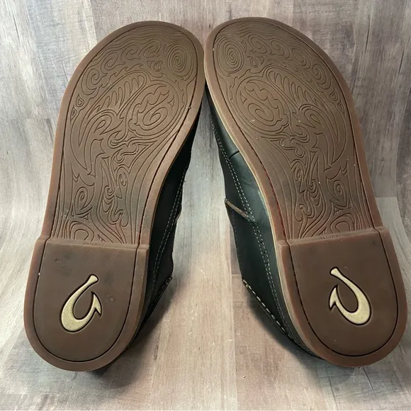 OluKai Honolulu Men's Brown Leather Slip Ons Casual Shoes Sz 12